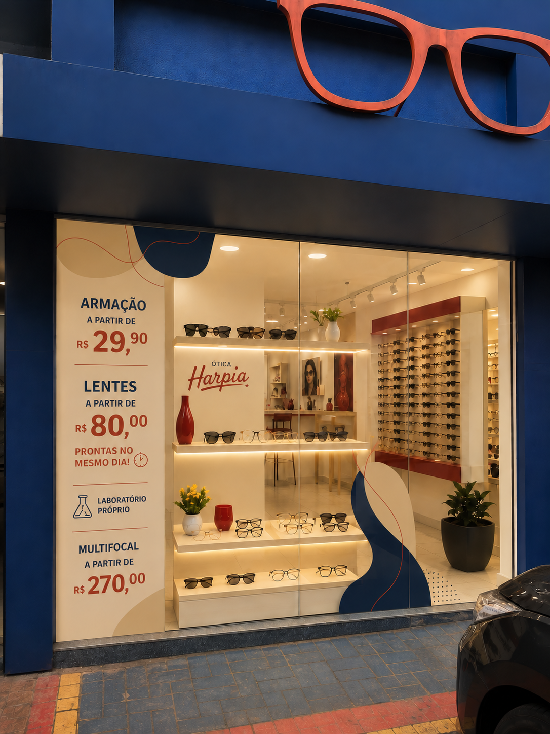 Fachada da Ótica Harpia, no centro de Londrina
